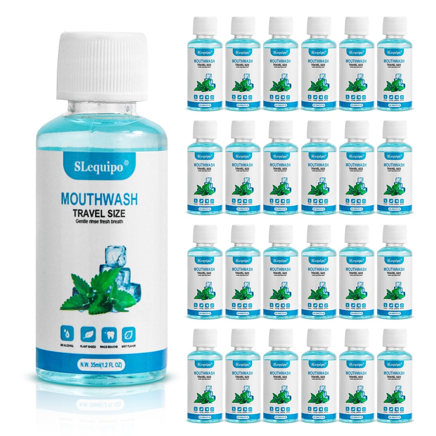 SLequipo 10 pcs Travel Size Mouthwash Bulk Mini Mouthwash Fresh Mint Portable Mouthwash Individual 1.2oz/35ml Mouthwash Bottles for Travel Toiletry Kits
