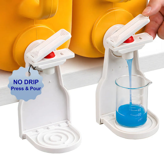 Laundry Detergent Dispenser with Enhanced Nozzle, Drip Tray, and Convenient Switch - Mess-Free Liquid Organizer for Laundry Rooms